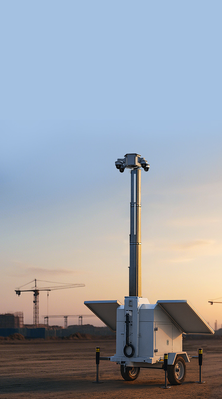 Mobile solar tower for temporary commercial site security