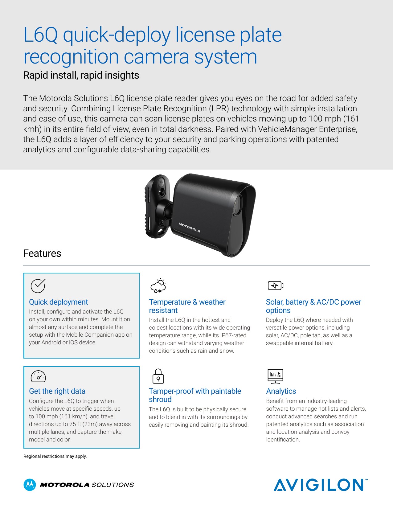 Avigilon L6Q Quick-Deploy LPR System