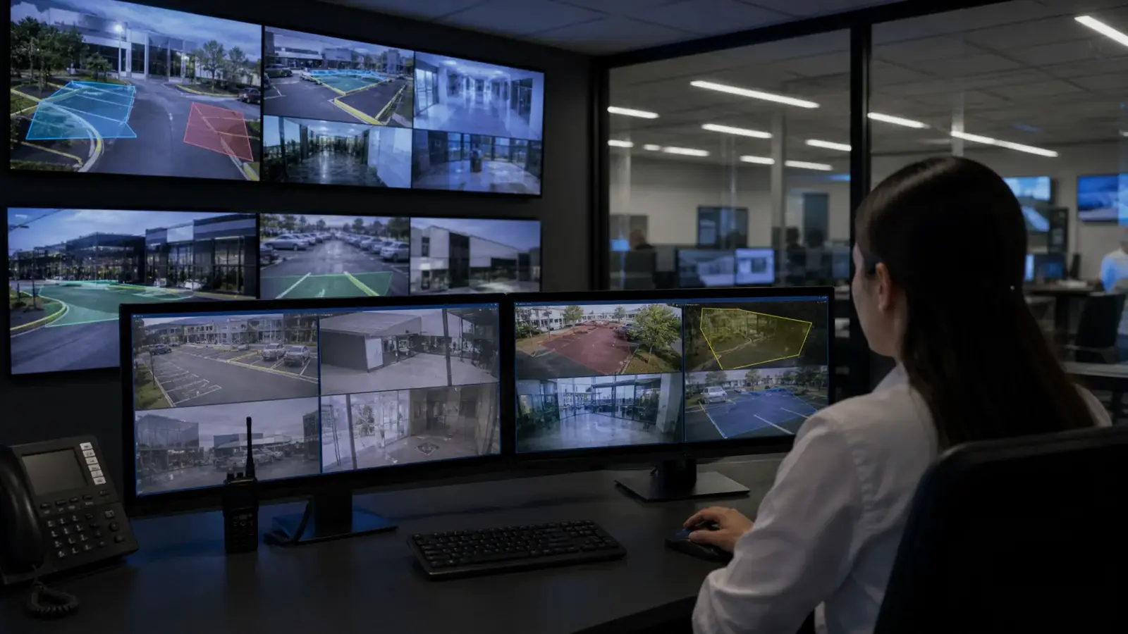 Commercial security operations using video analytics with surveillance cameras