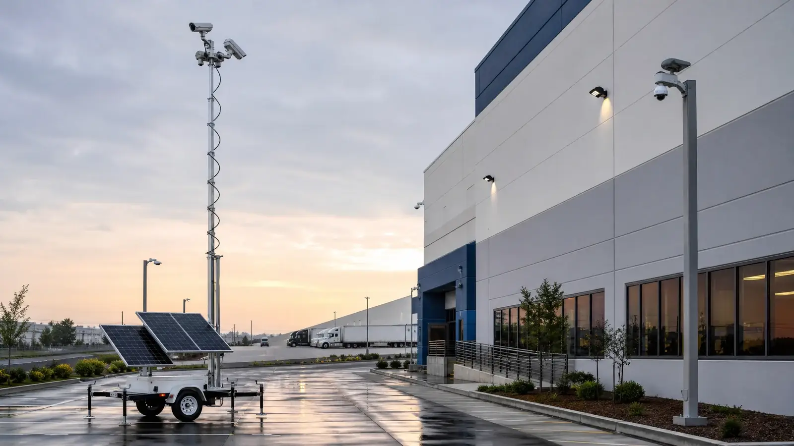 Mobile solar security tower compared with permanent commercial surveillance cameras