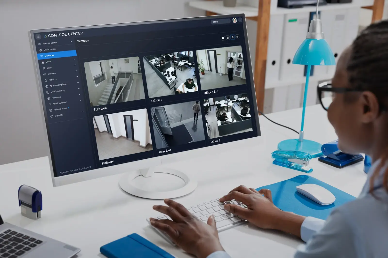 Avigilon Alta Access Control Center showing a live door video feed