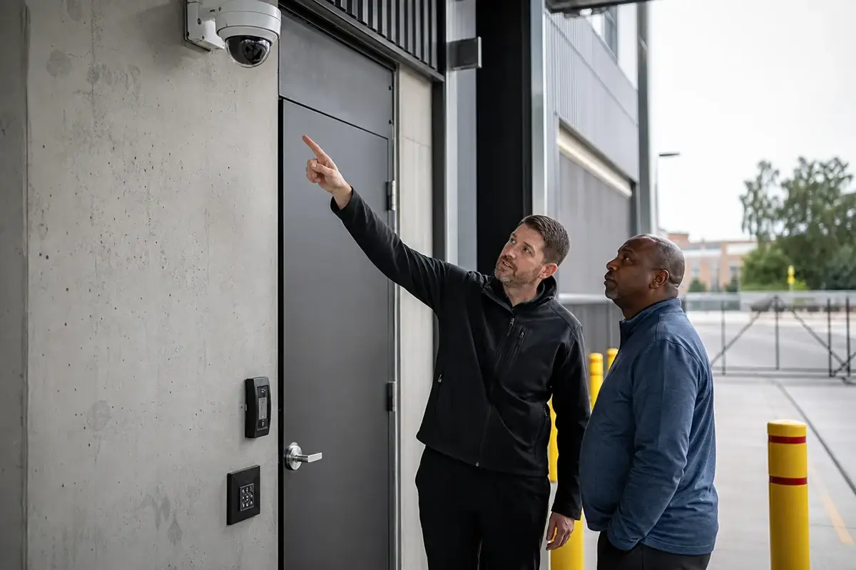 Security site assessment at a commercial facility entrance