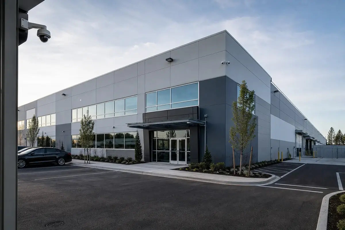 Commercial security camera positioned for effective video analytics